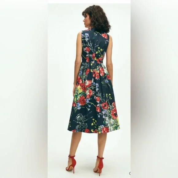 Brooks Brothers NWT Floral NAVY Dress - Picture 4 of 4